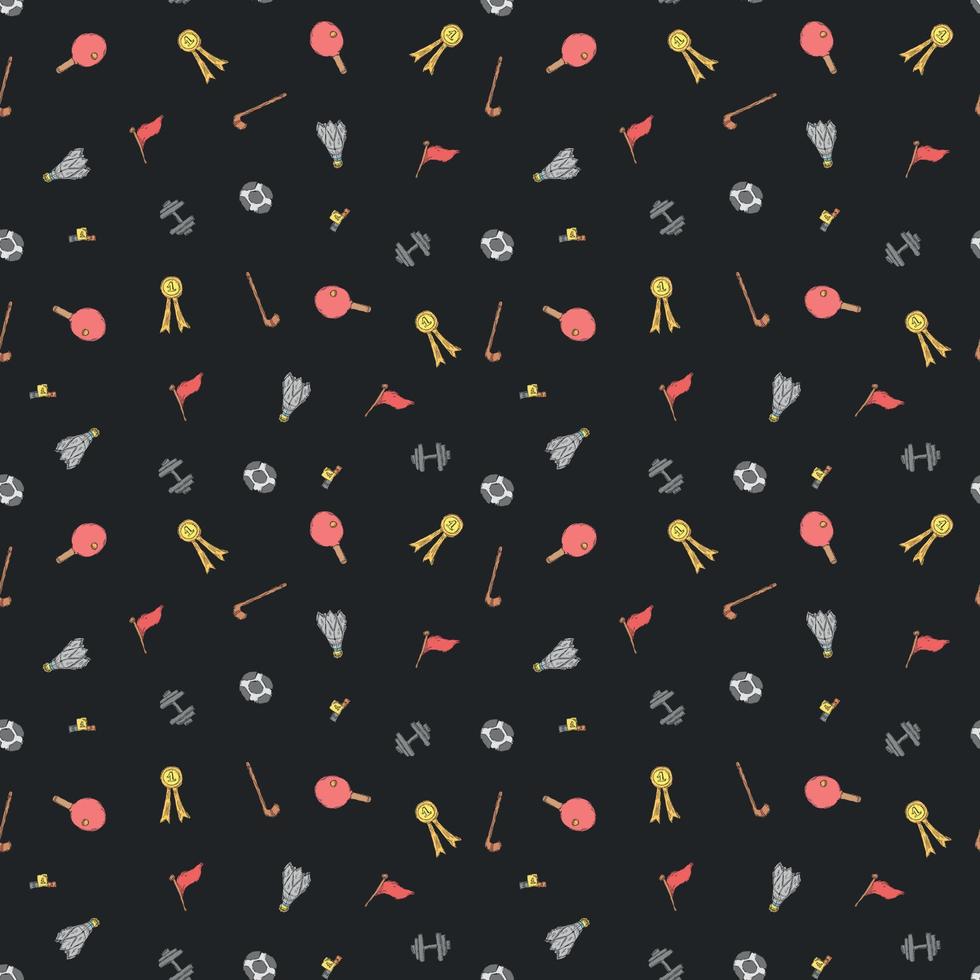 Seamless vector pattern with sports icons. Doodle sport illustration