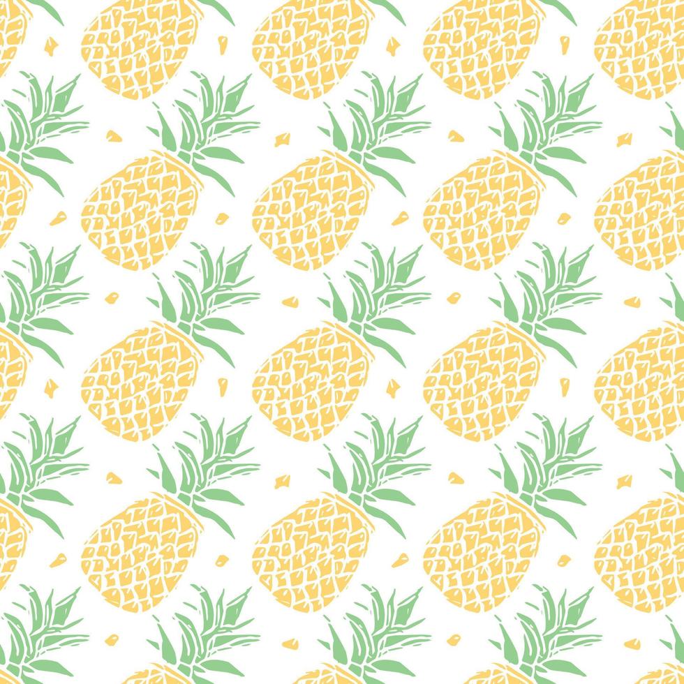 Seamless pineapple pattern. Doodle vector with ananas. Vintage pineapple pattern