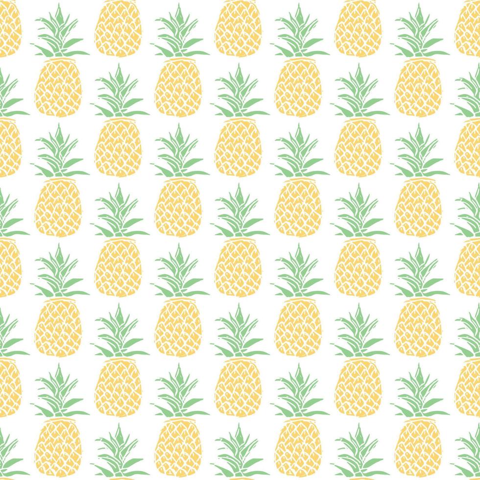 Seamless pineapple pattern. Doodle vector with ananas. Vintage pineapple pattern