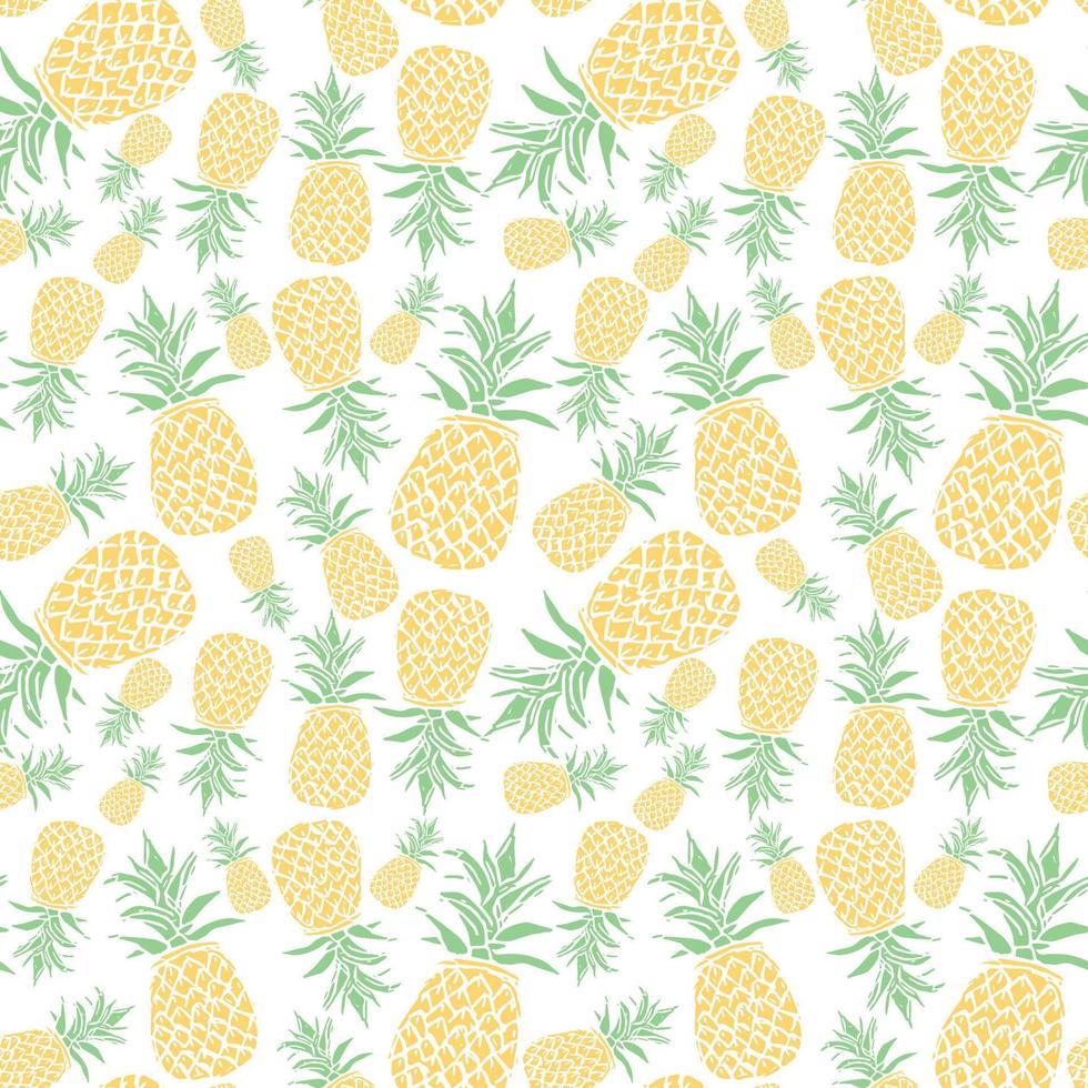 Seamless pineapple pattern. Doodle vector with ananas. Vintage pineapple pattern