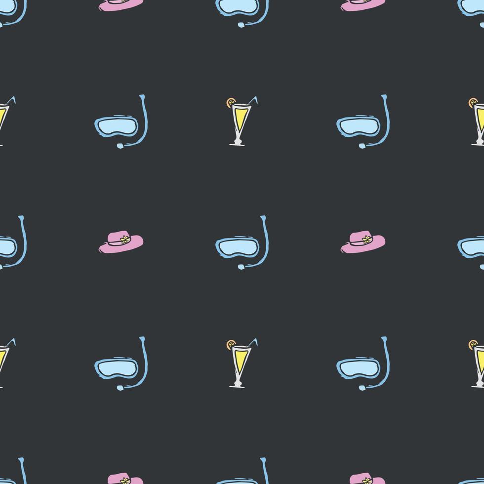 Summer seamless pattern. travel background. Travel vacation set of icons, journey and trip background. Doodle summer icons vector