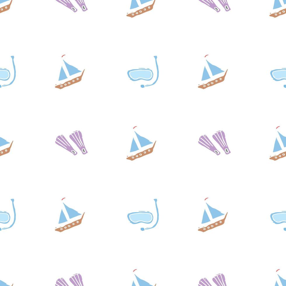 Summer seamless pattern. travel background. Travel vacation set of icons, journey and trip background. Doodle summer icons vector