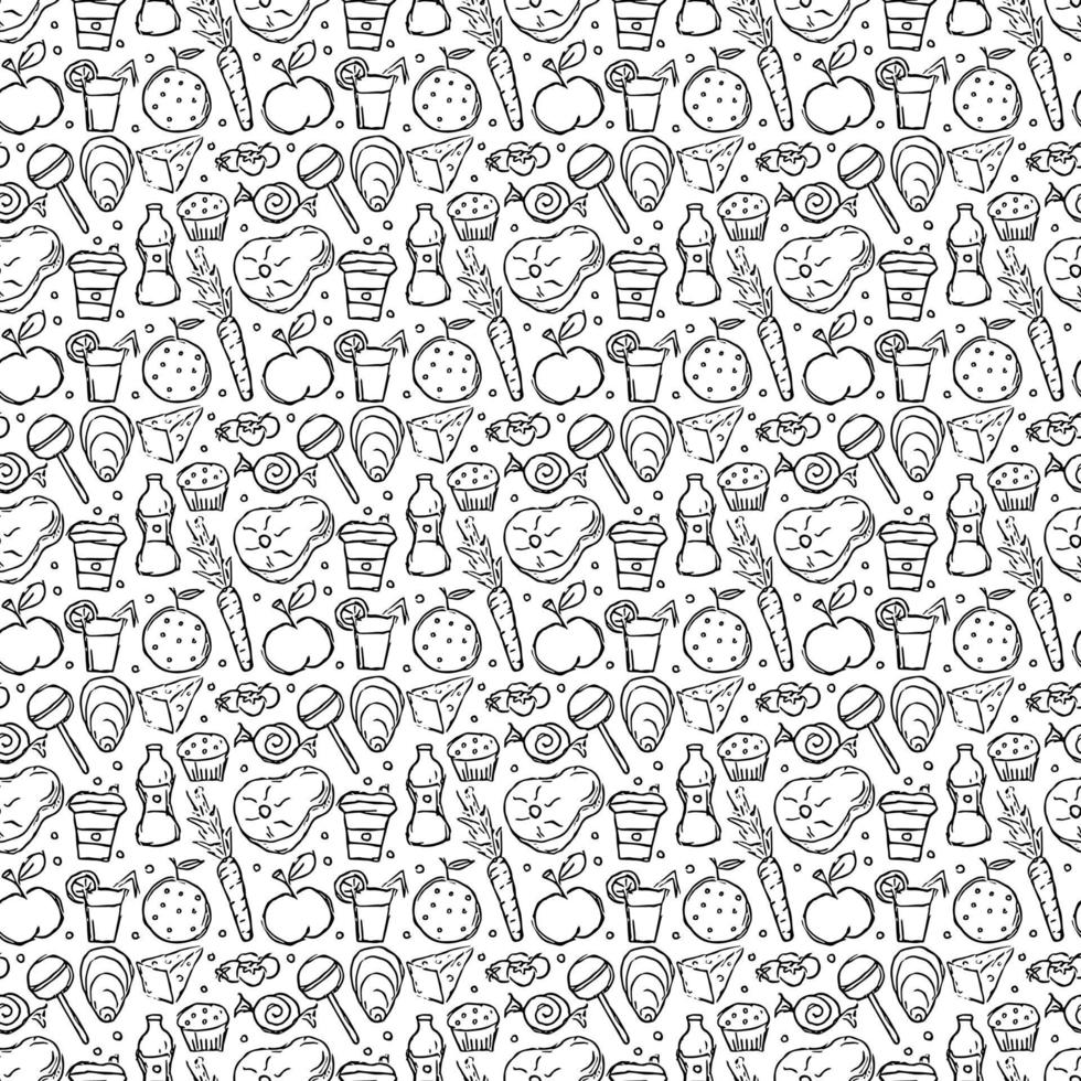 Seamless food pattern.Doodle food background vector