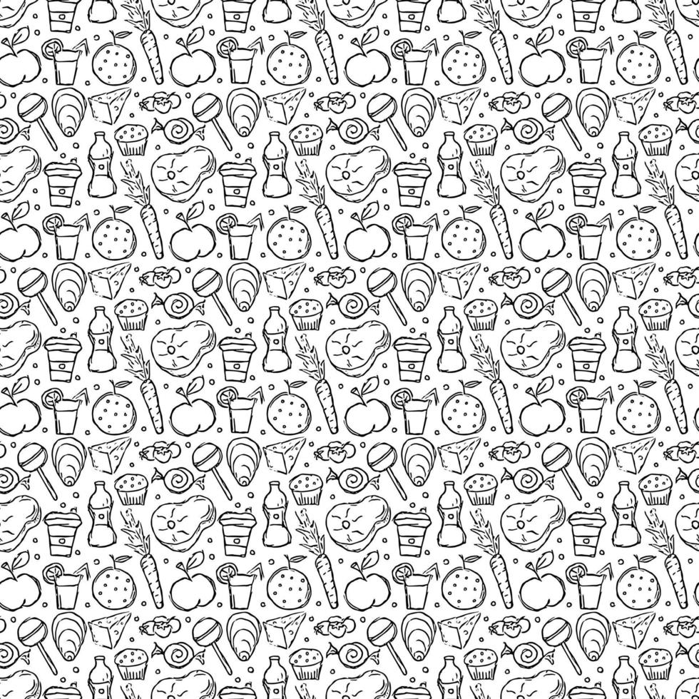 Seamless food pattern.Doodle food background vector