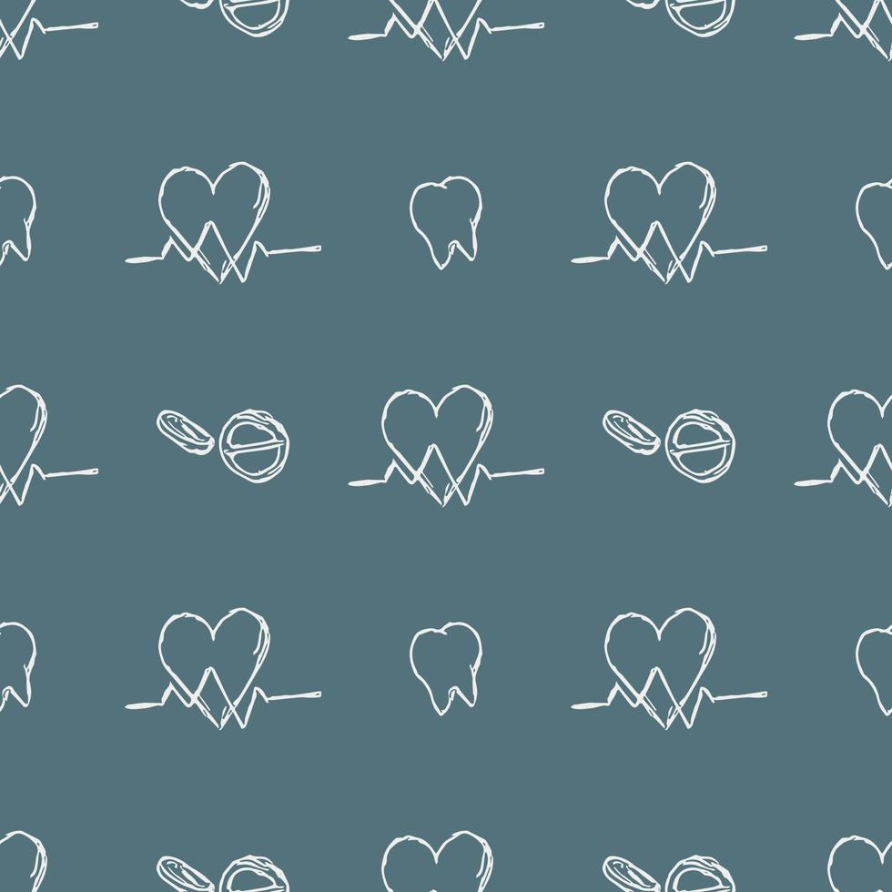 seamless medicine pattern. Doodle vector background with medicine icons