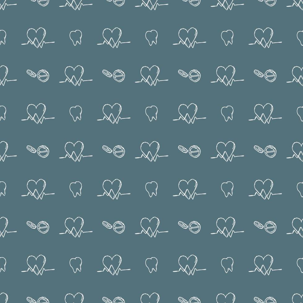 seamless medicine pattern. Doodle vector background with medicine icons