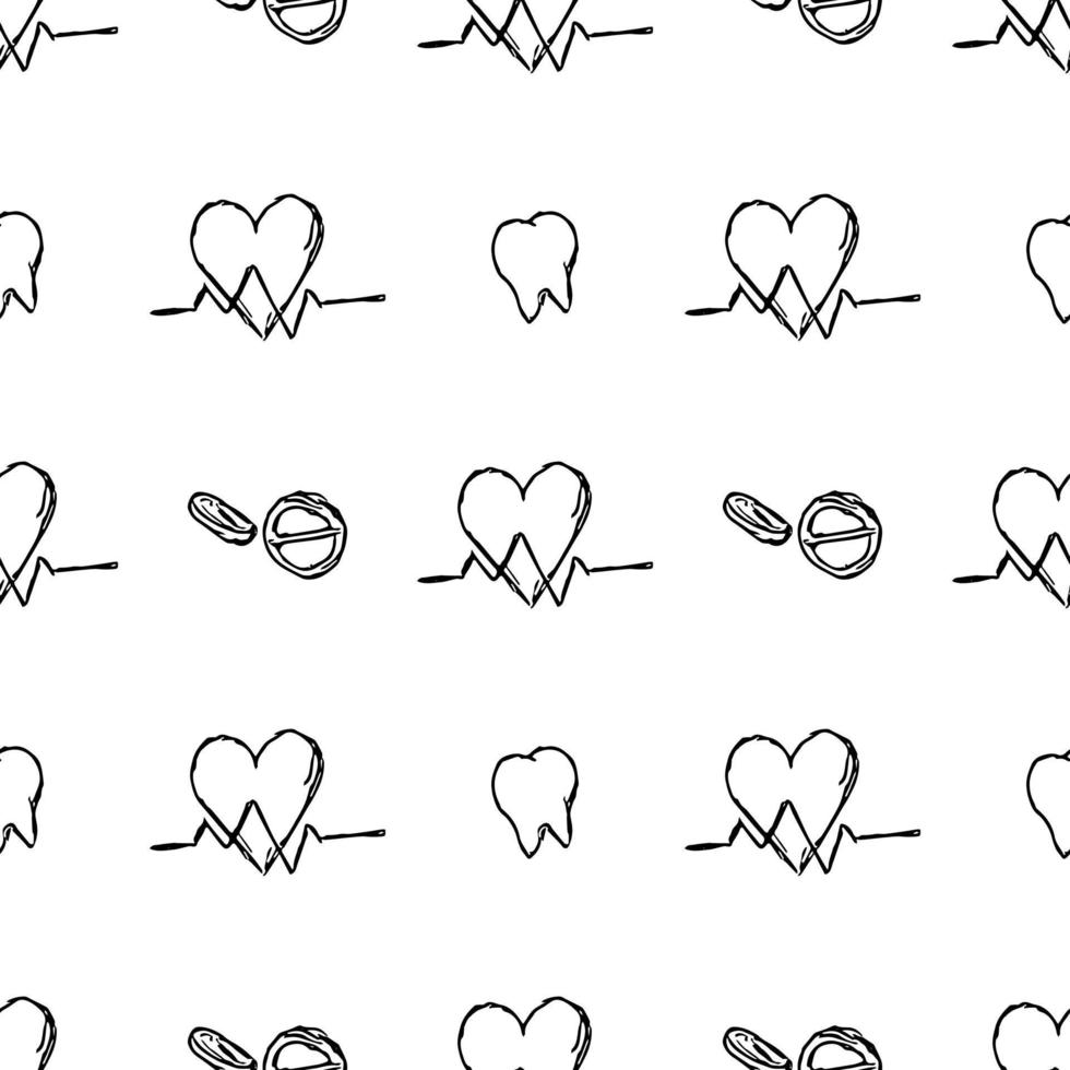 seamless medicine pattern. Doodle vector background with medicine icons