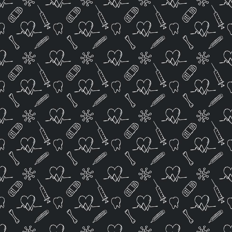 seamless medicine pattern. Doodle vector background with medicine icons