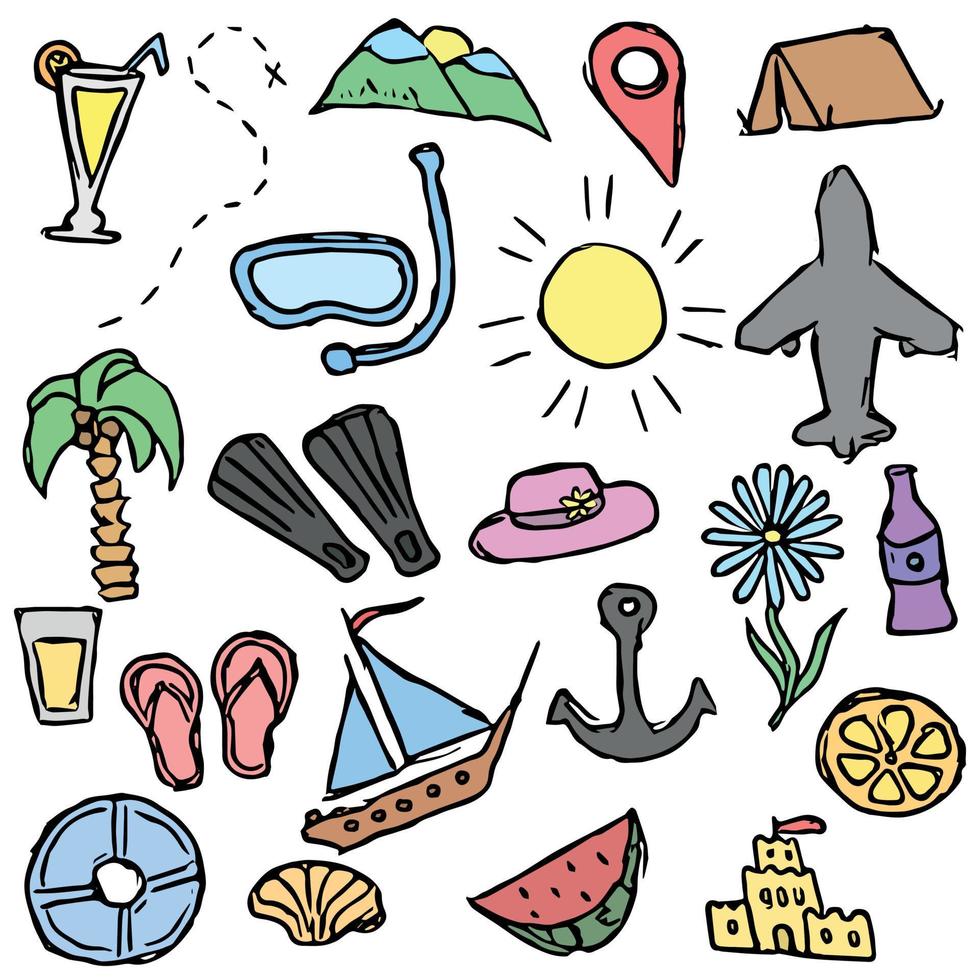travel background. Travel vacation set of icons, journey and trip background vector