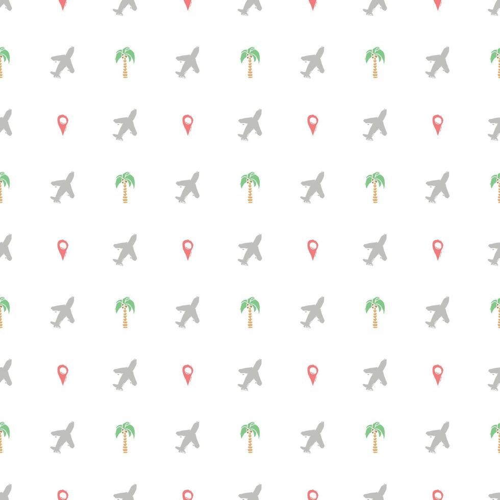 Summer seamless pattern. travel background. Travel vacation set of icons, journey and trip background. Doodle summer icons vector