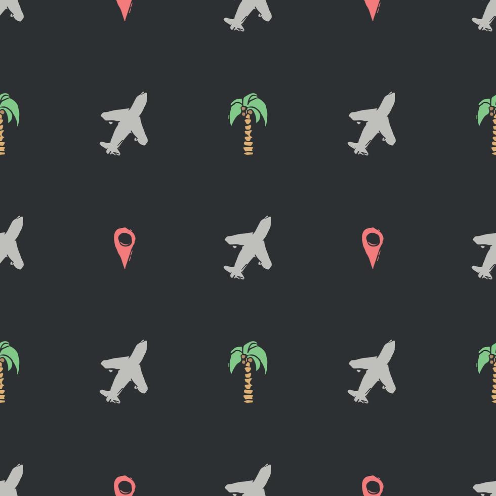Summer seamless pattern. travel background. Travel vacation set of icons, journey and trip background. Doodle summer icons vector