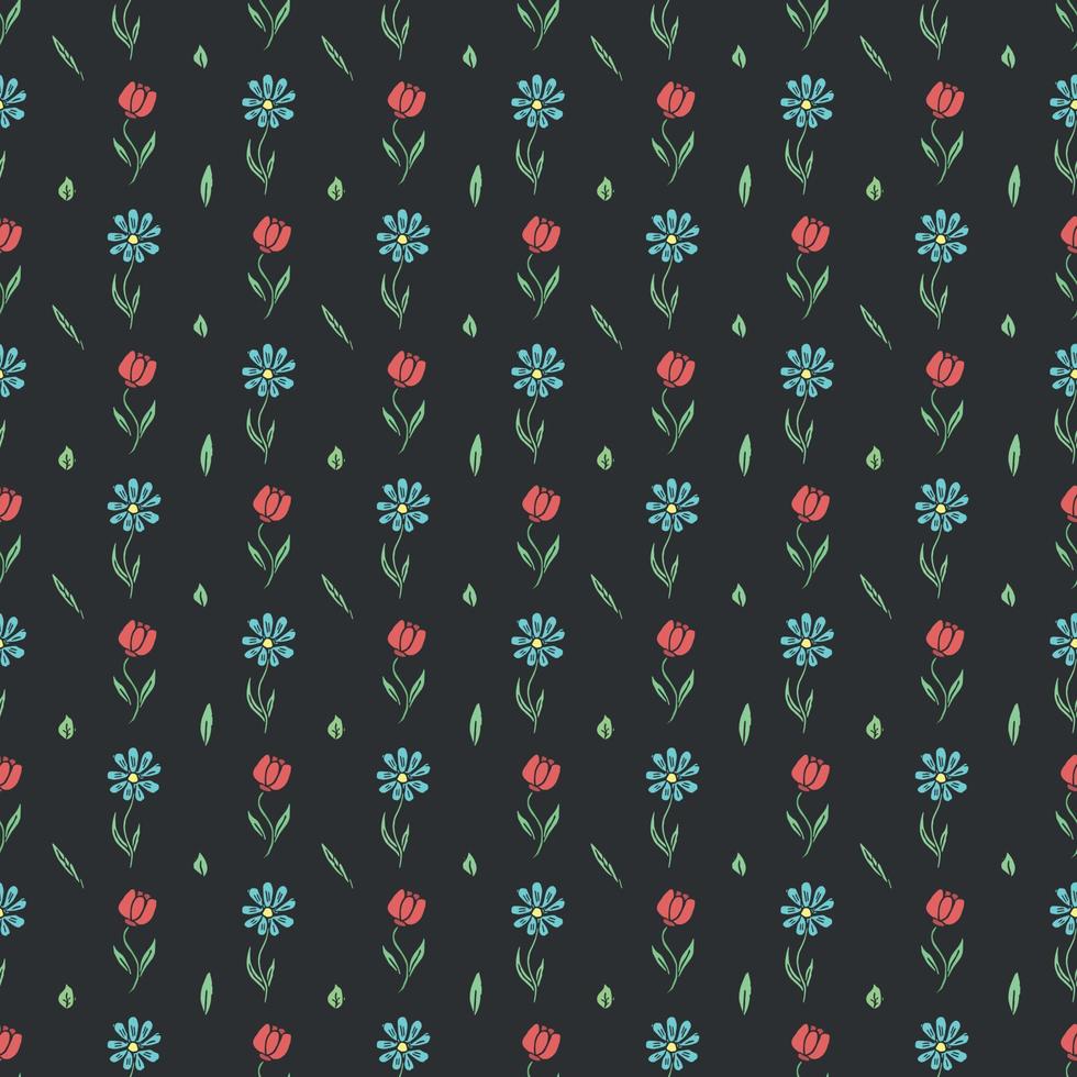 Seamless floral pattern. Doodle floral background. Spring pattern vector
