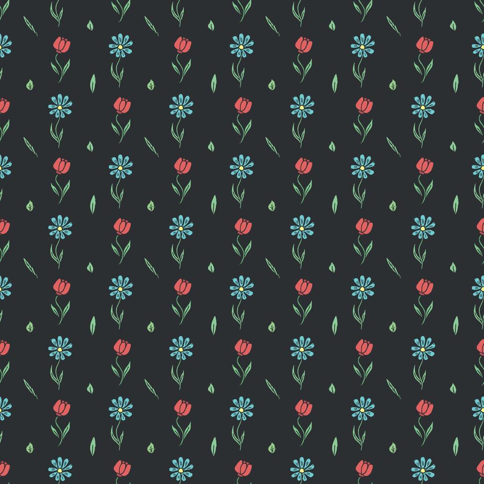 Seamless floral pattern. Doodle floral background. Spring pattern vector