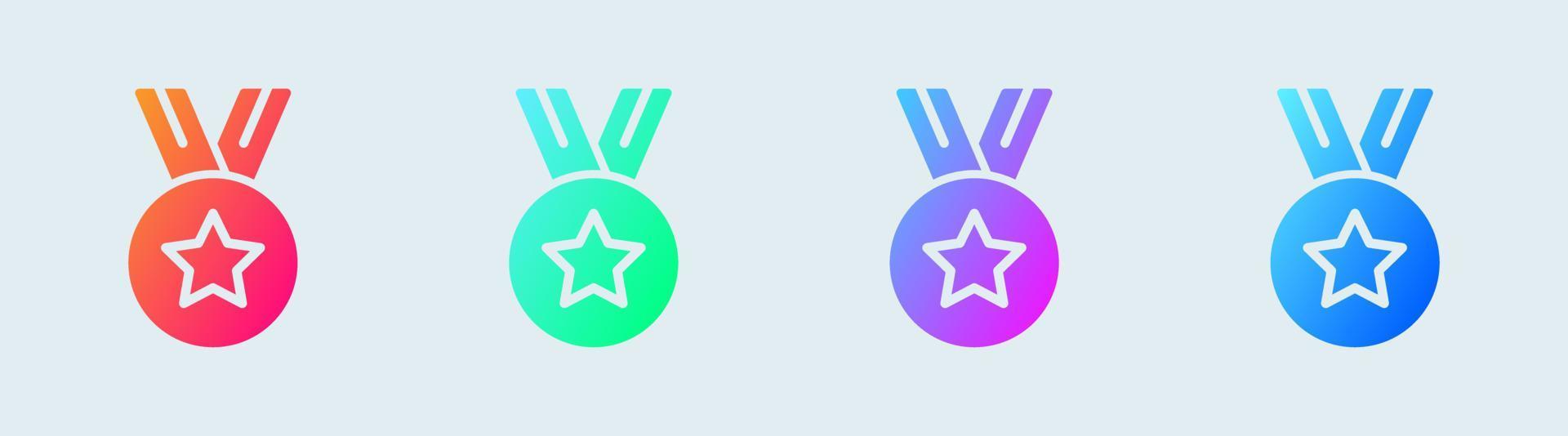 Medal solid icon in gradient colors. Award signs vector illustration.