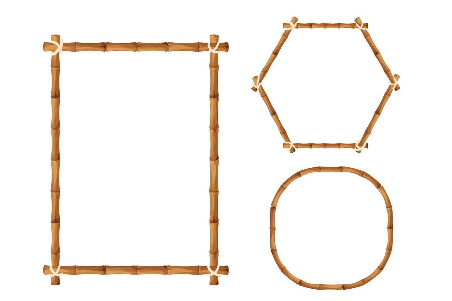 bambú frontera marco con cuerda en dibujos animados estilo, decoración aislado en blanco antecedentes valores vector ilustración. hawaiano, tribal blanco desde palos vector ilustración