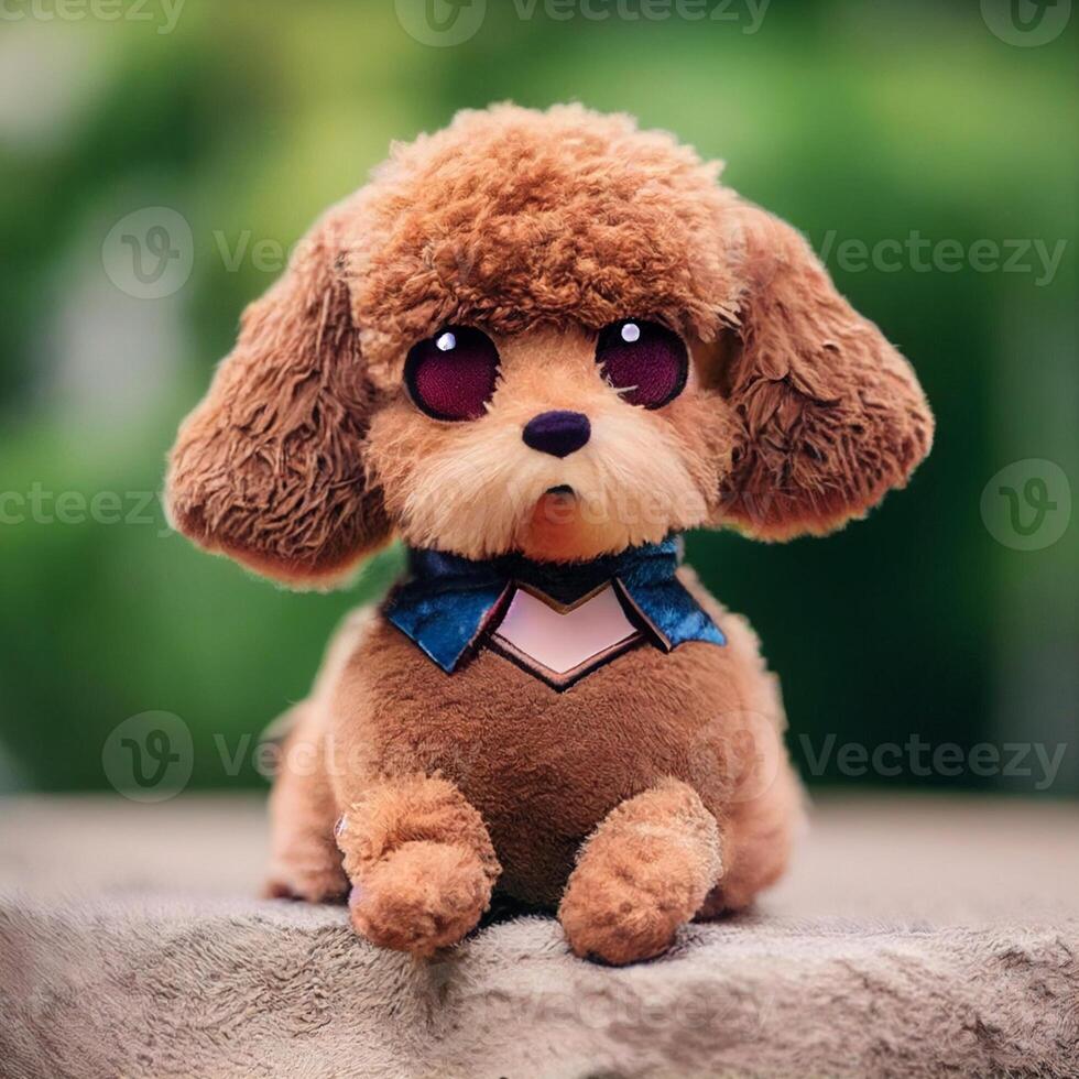 close up of a stuffed dog wearing a tie. . photo