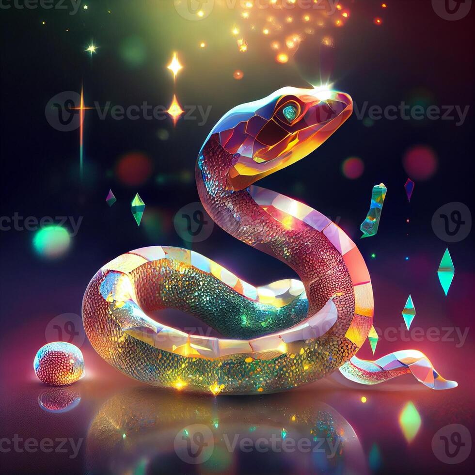 serpiente sentado en parte superior de un brillante superficie. generativo ai. foto