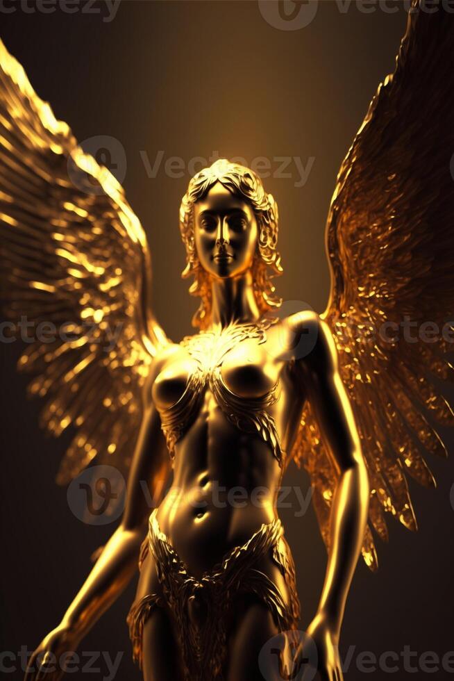 golden statue of a woman with wings. . photo