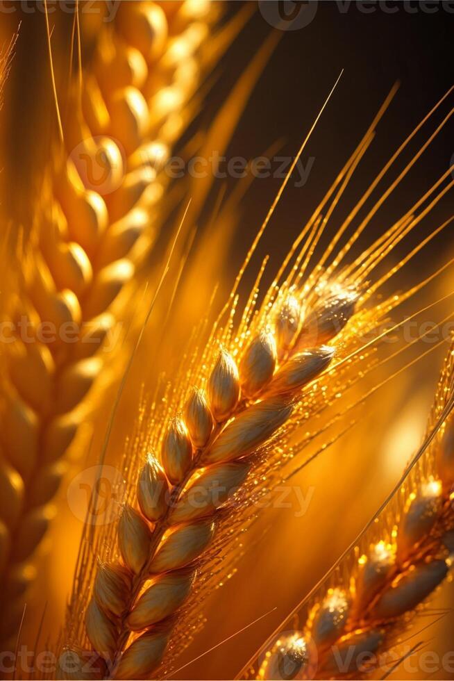 close up of a bunch of wheat. . photo