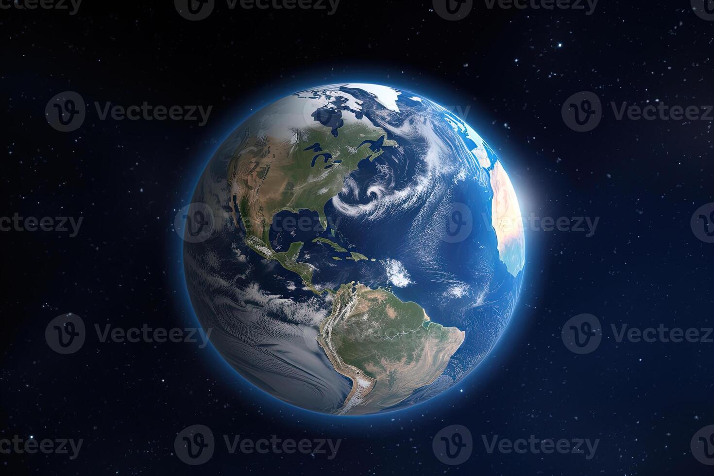 Realistic earth planet in space. photo