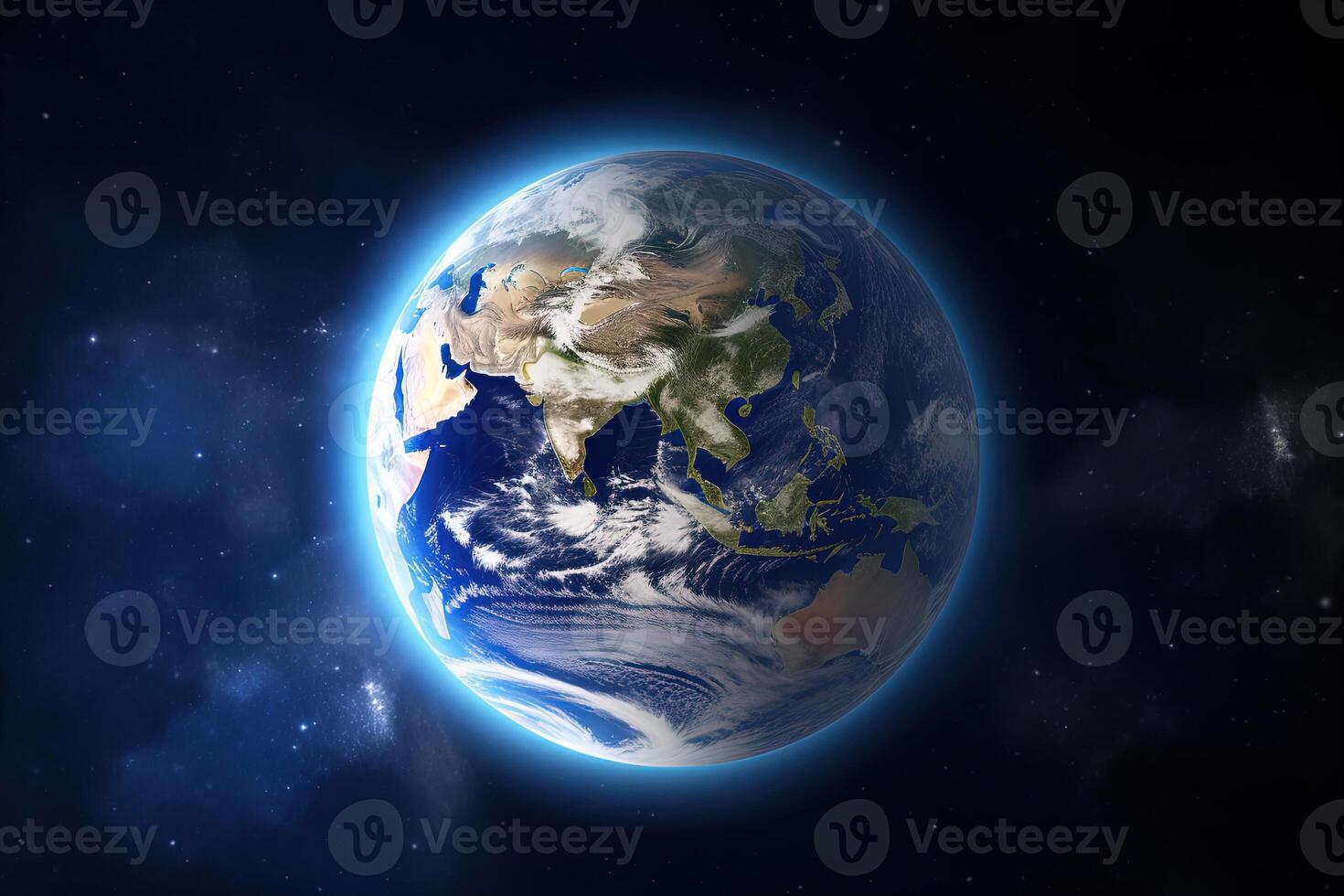 Realistic earth planet in space. photo