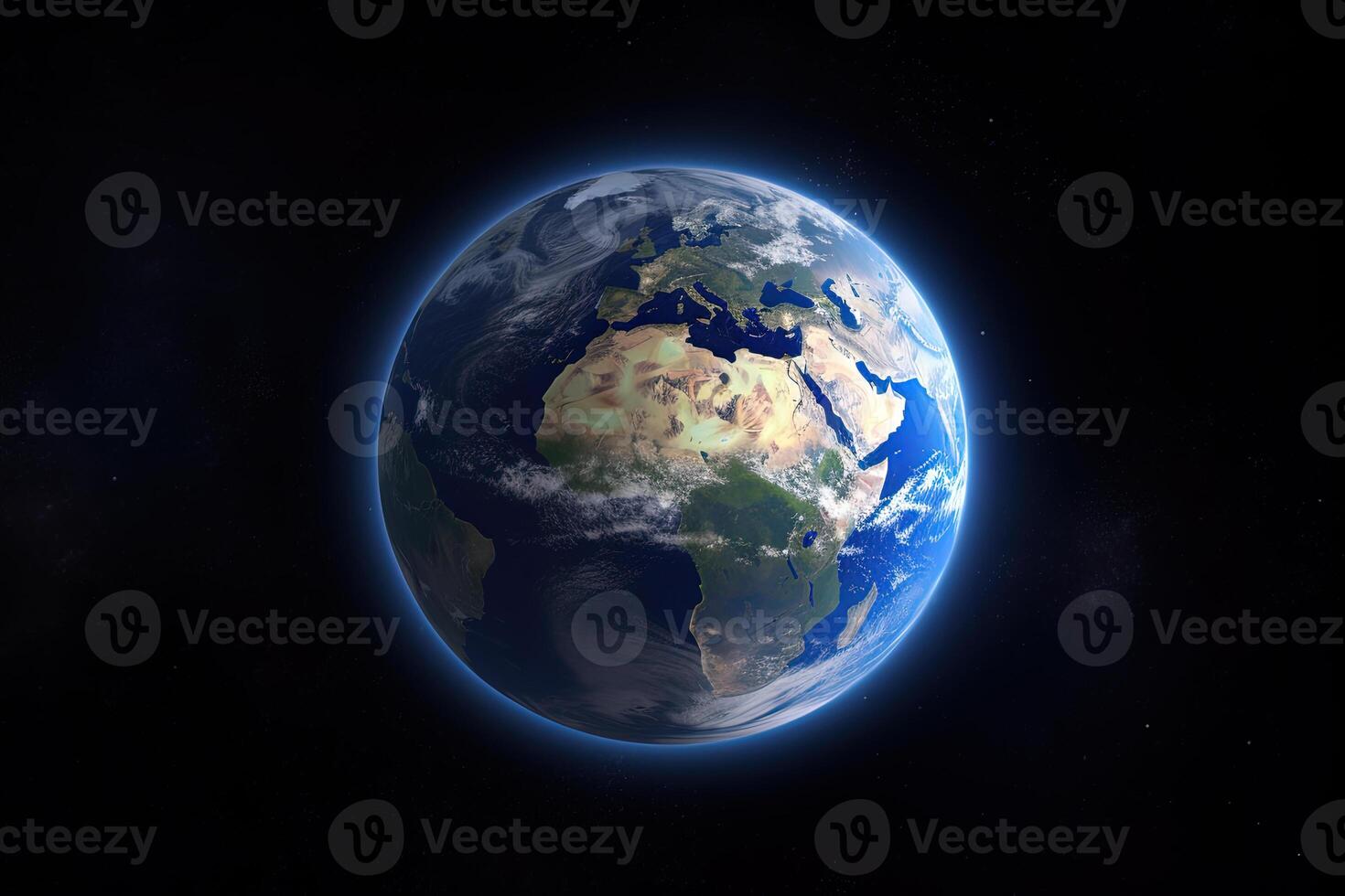 Realistic earth planet in space. photo
