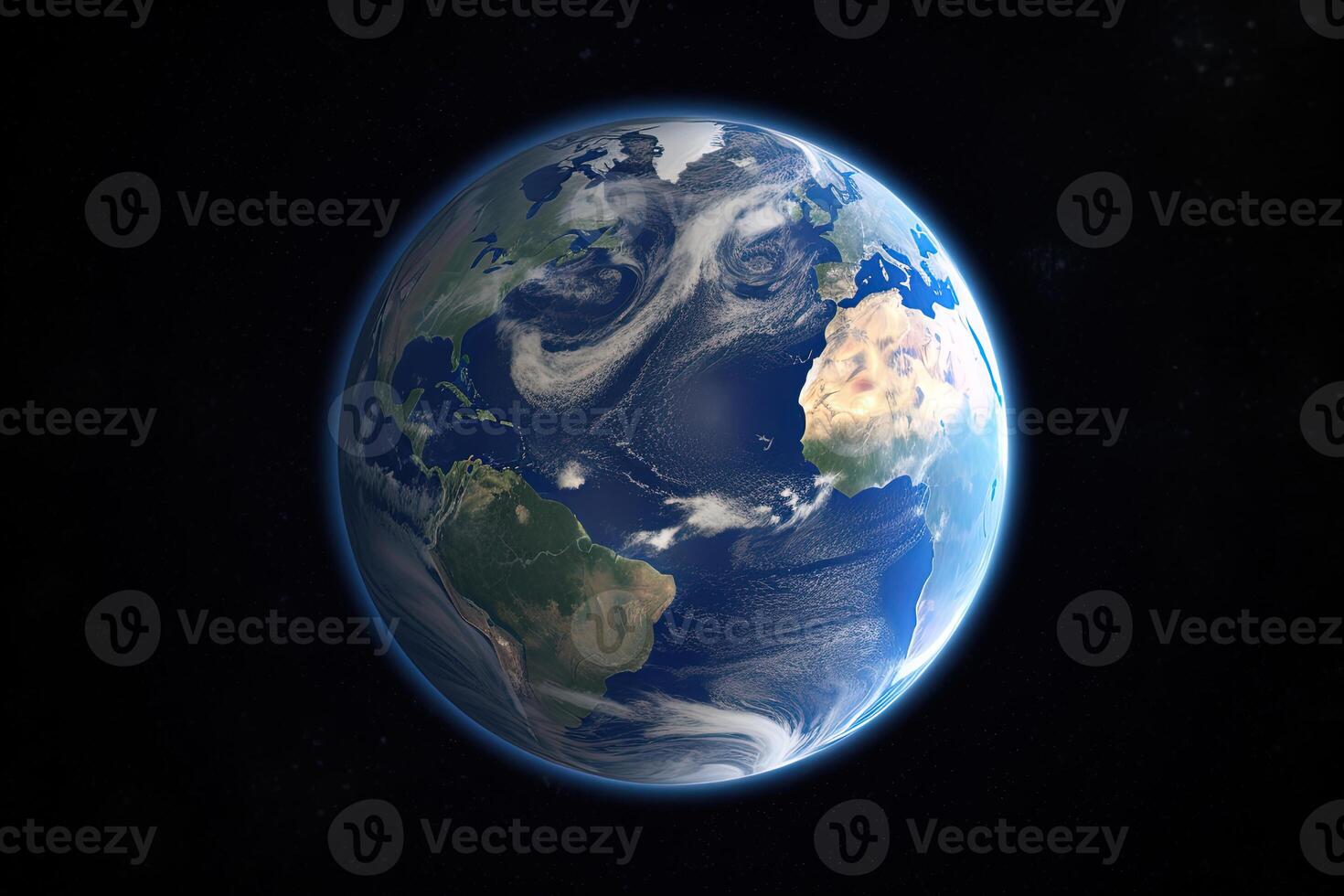 Realistic earth planet in space. photo