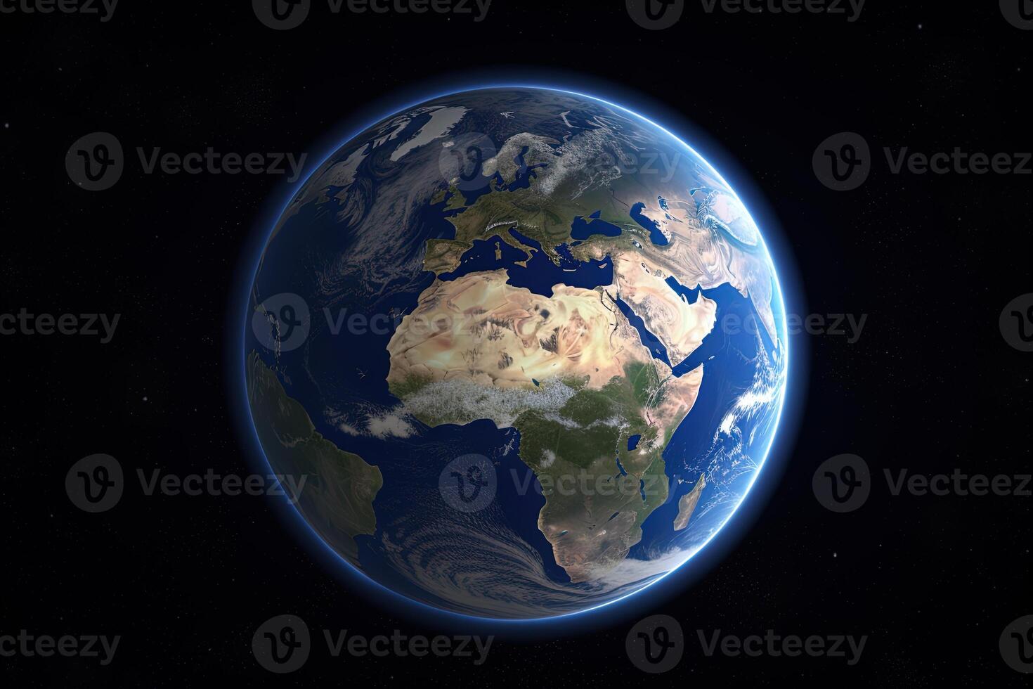 Realistic earth planet in space. photo