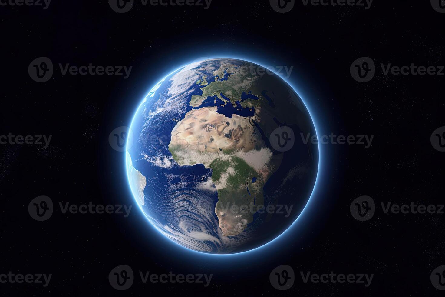 Realistic earth planet in space. photo
