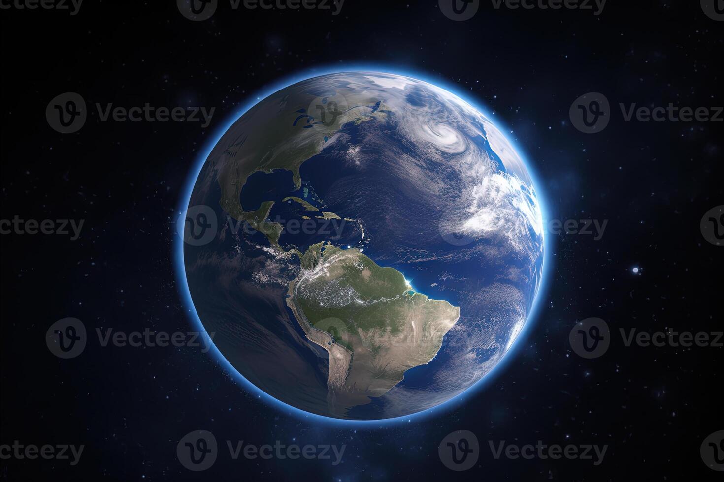Realistic earth planet in space. photo