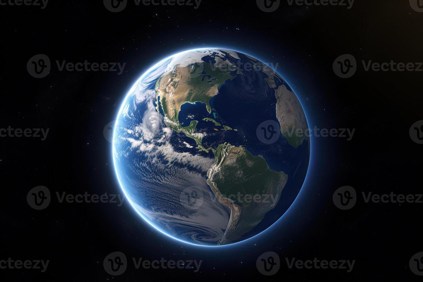 Realistic earth planet in space. photo