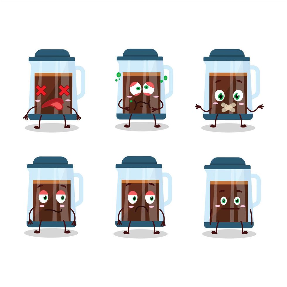 French press cartoon character with nope expression vector