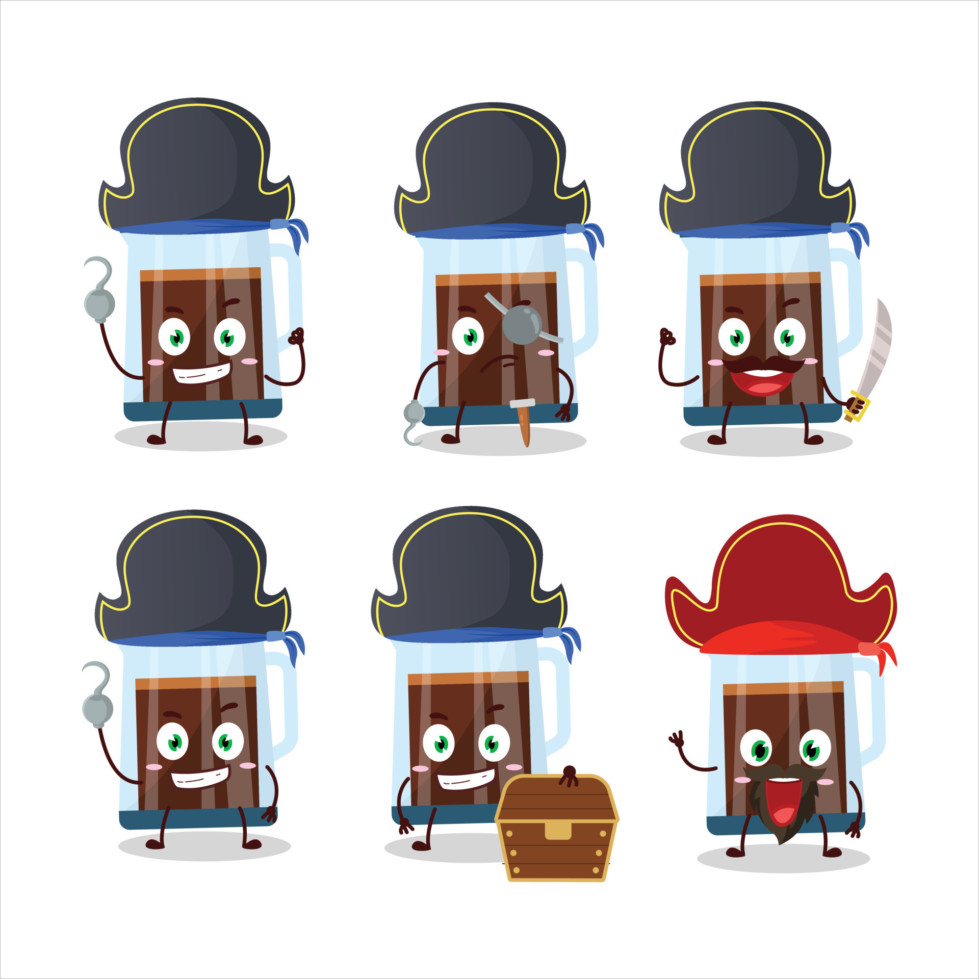 Cartoon character of french press with various pirates emoticons 22880236  Vector Art at Vecteezy