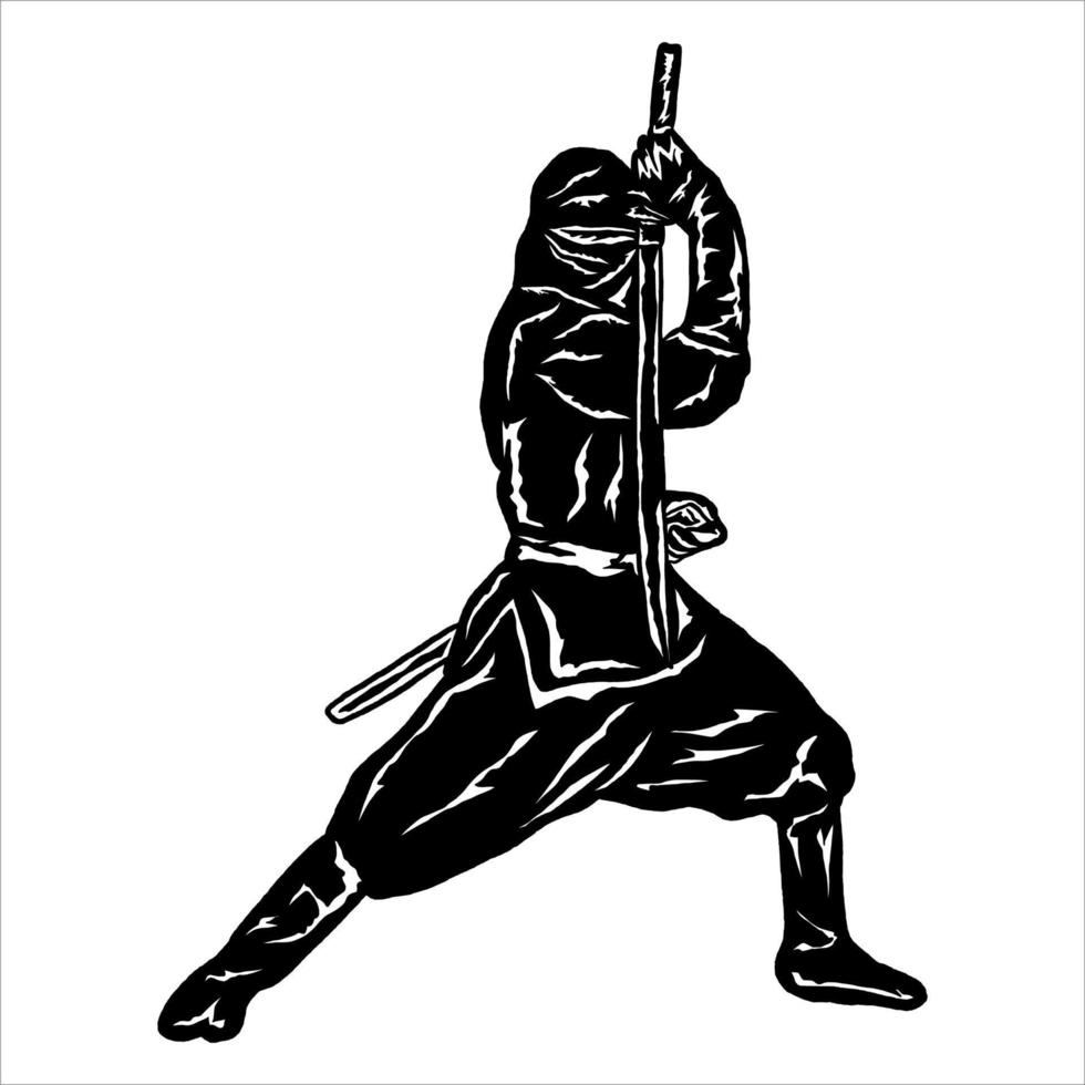 illustration vector of ninja holding sword for logo, icon, postor etc