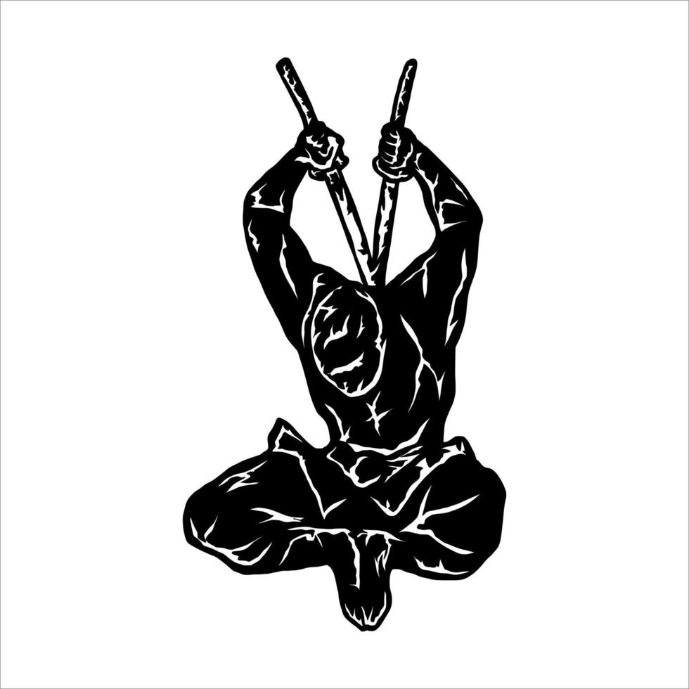 illustration vector of ninja holding sword for logo, icon, postor etc