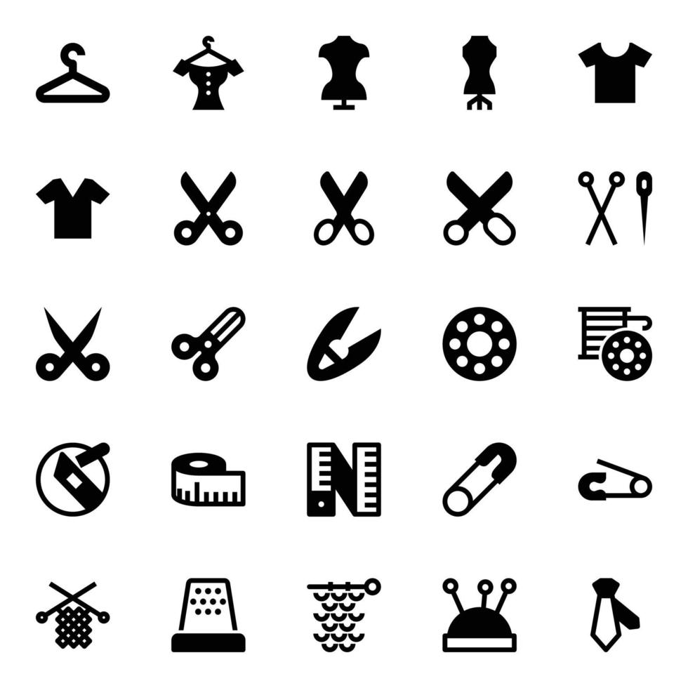 Glyph icons for Sewing. vector