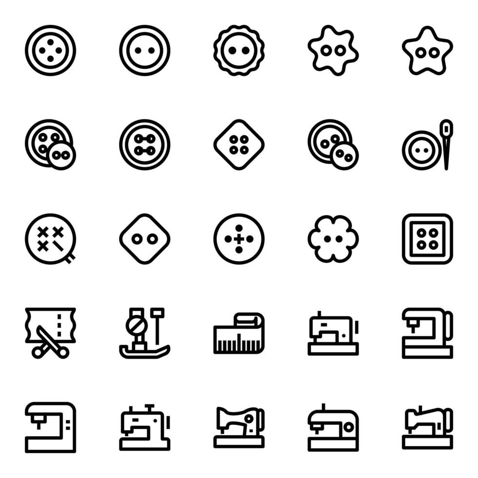 Outline icons for Sewing. vector