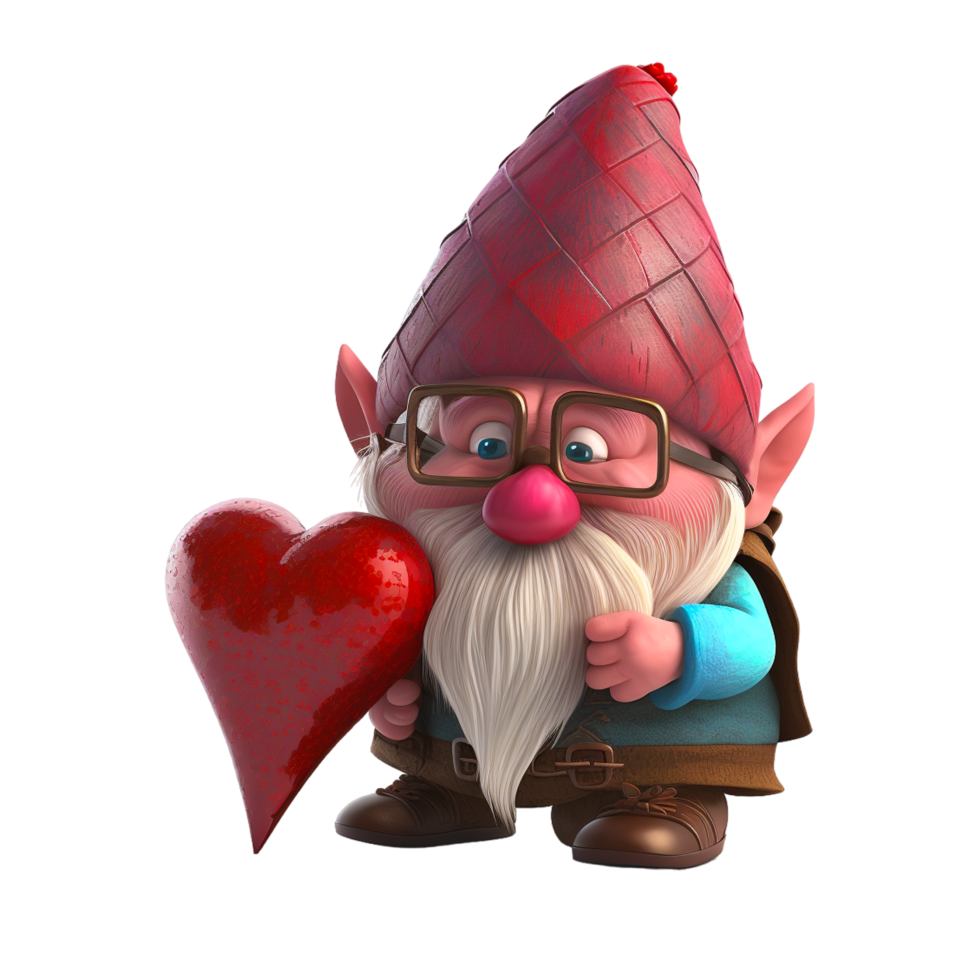 Valentin journée gnome avec rose cœurs png