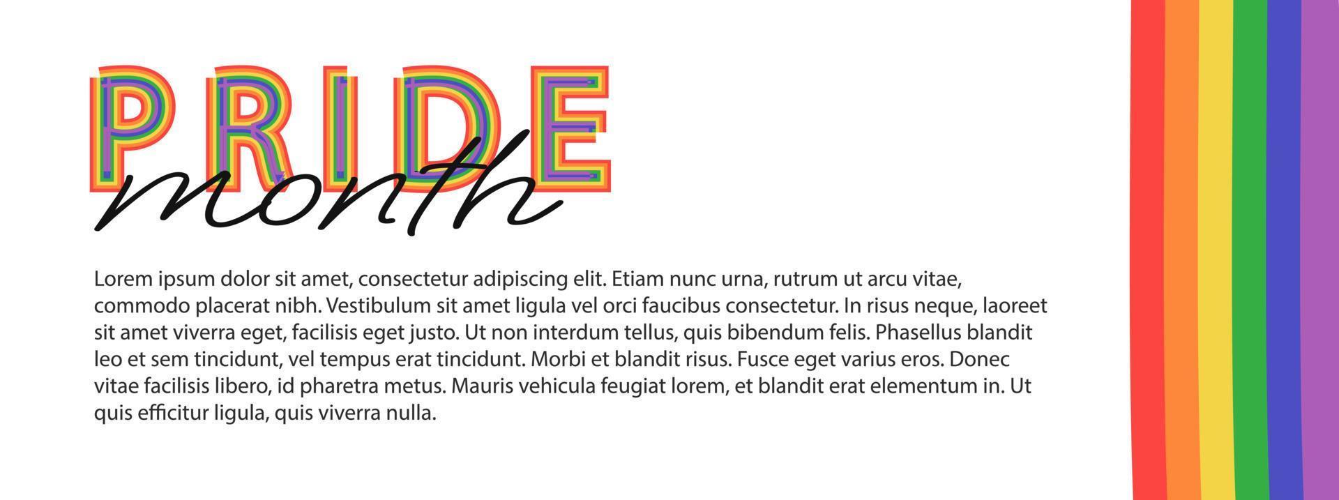 Pride month lgbt background with rainbow flag vector illustration