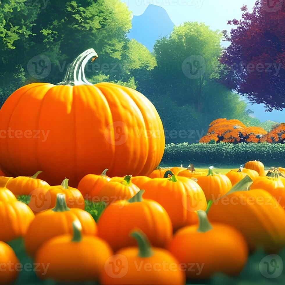 Fresh Pumpkins in Autumn Garden with Technology photo