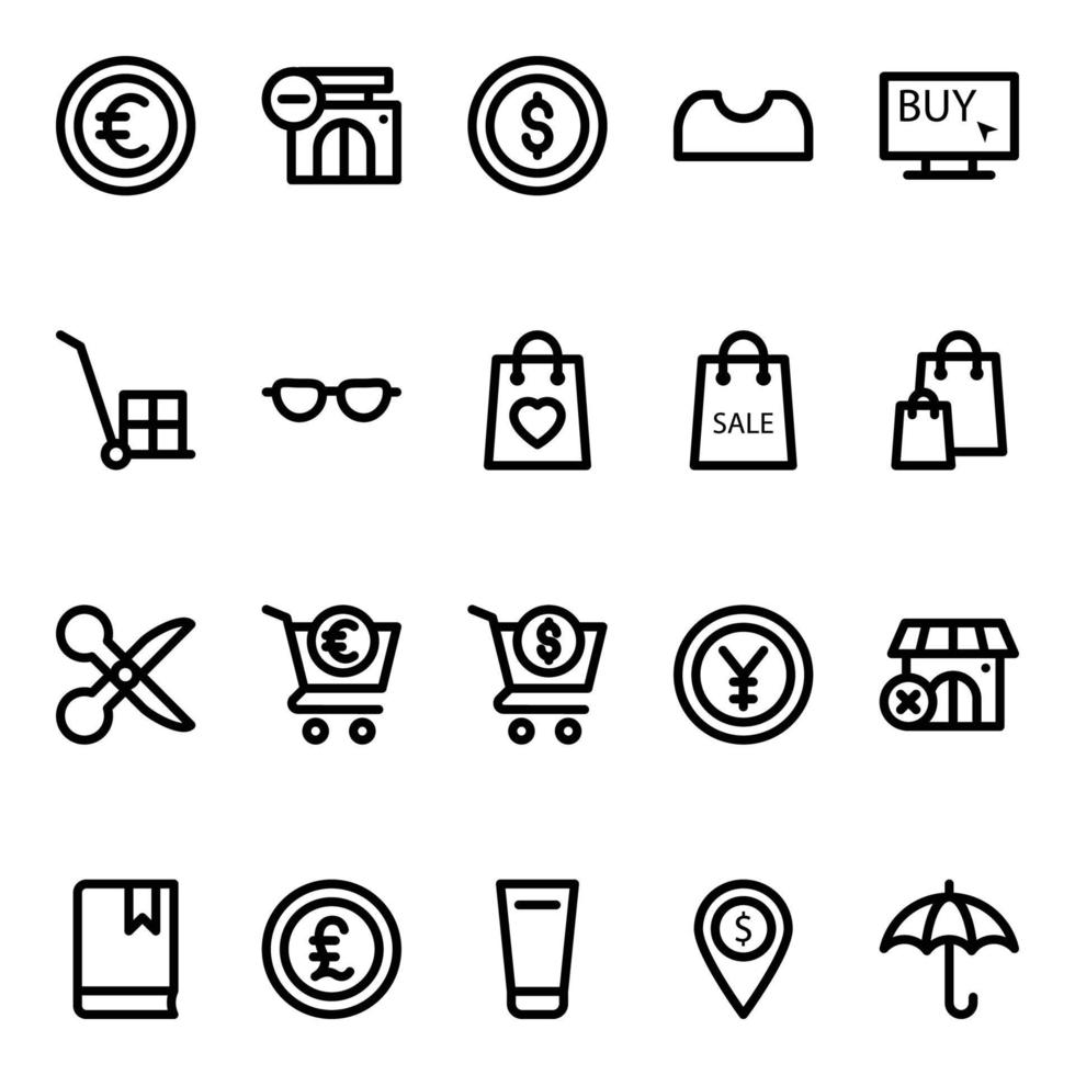 Outline icons for Shopping and ecommerce. vector