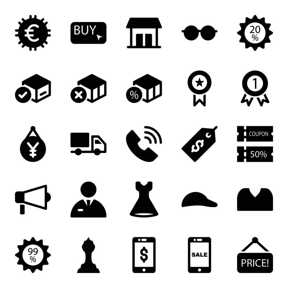 Glyph icons for Shopping and ecommerce. vector