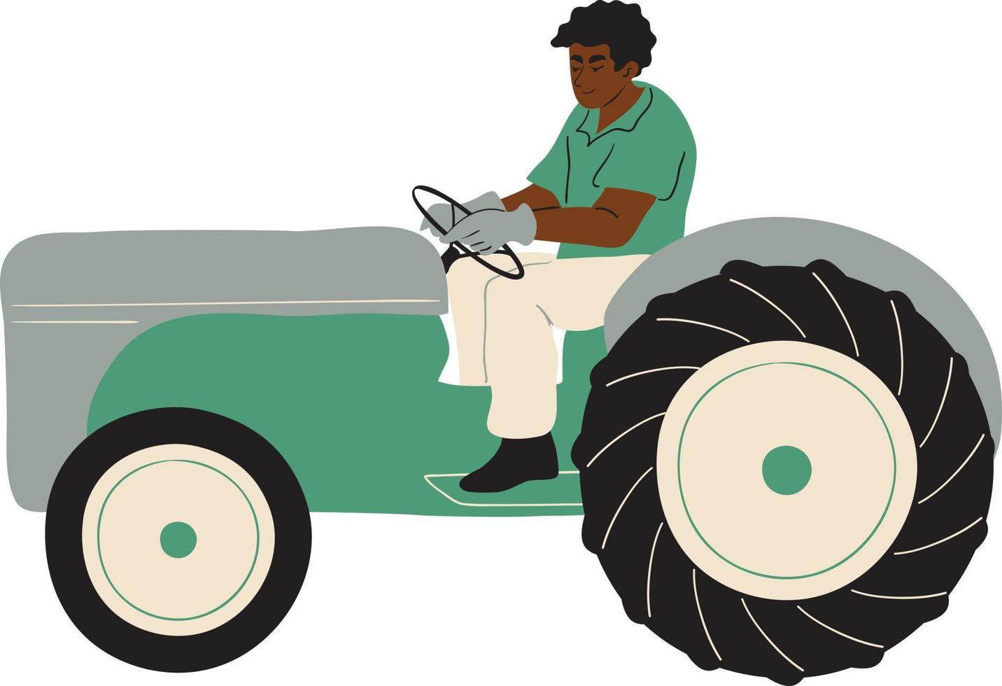 farmer with tractor. Vector illustration on white background.