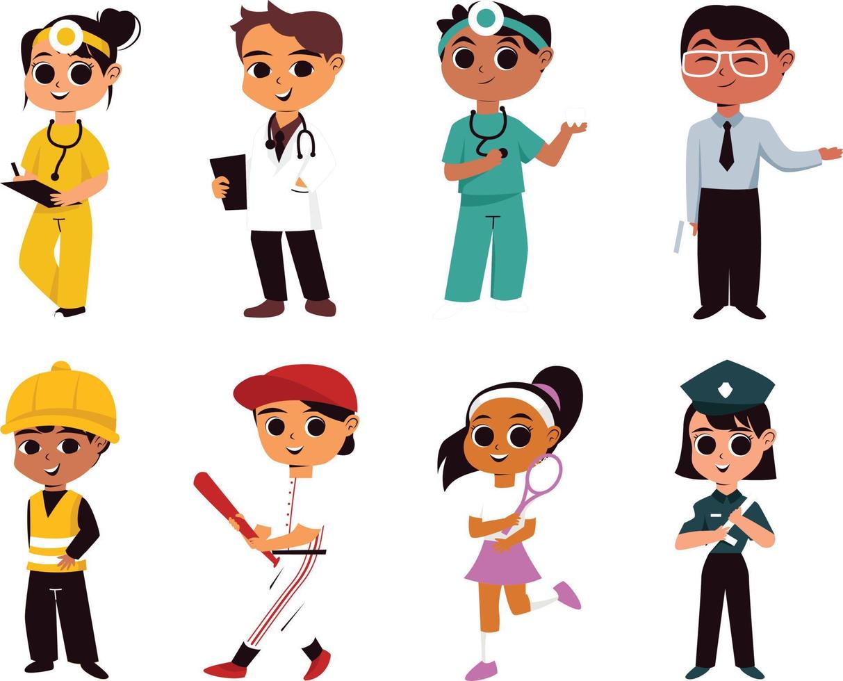 set of funny cartoon businessman, Cartoon doctors and nurses set. Vector illustration in flat style. Set off people