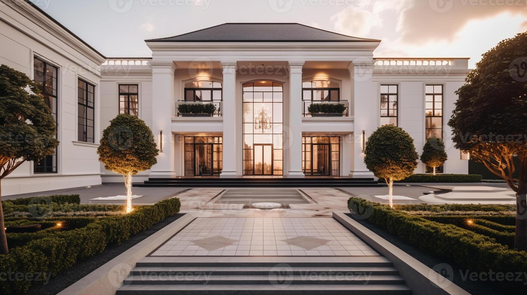 3d modern luxury real estate house for sale and rent , luxury property concept, photo
