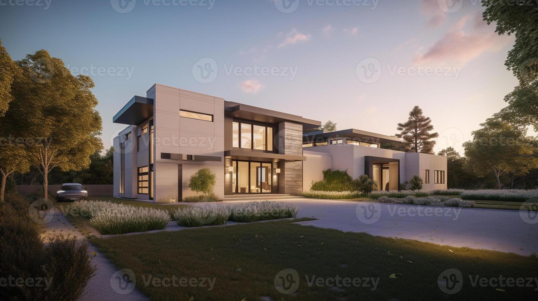 3d modern luxury real estate house for sale and rent , luxury property concept, photo