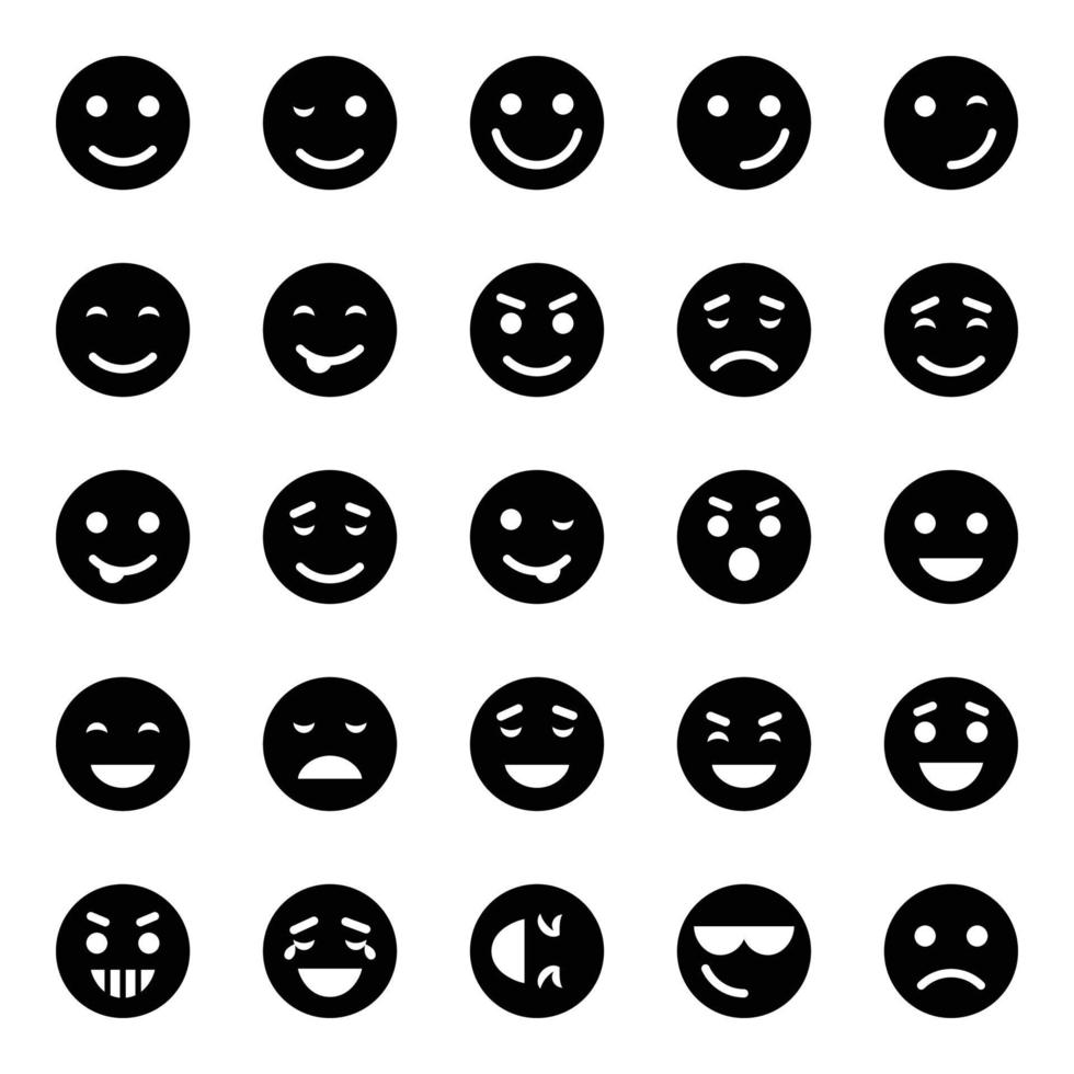 glifo íconos para sonriente rostro. vector