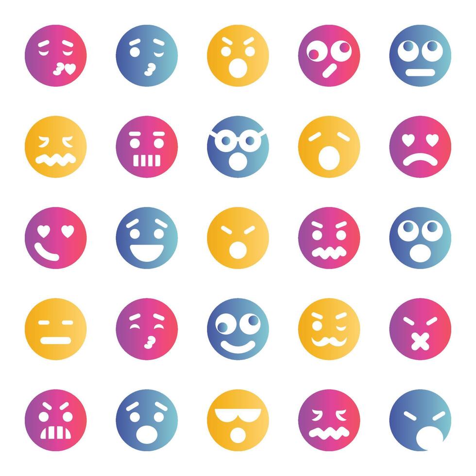 Gradient icons for Smiley face. vector