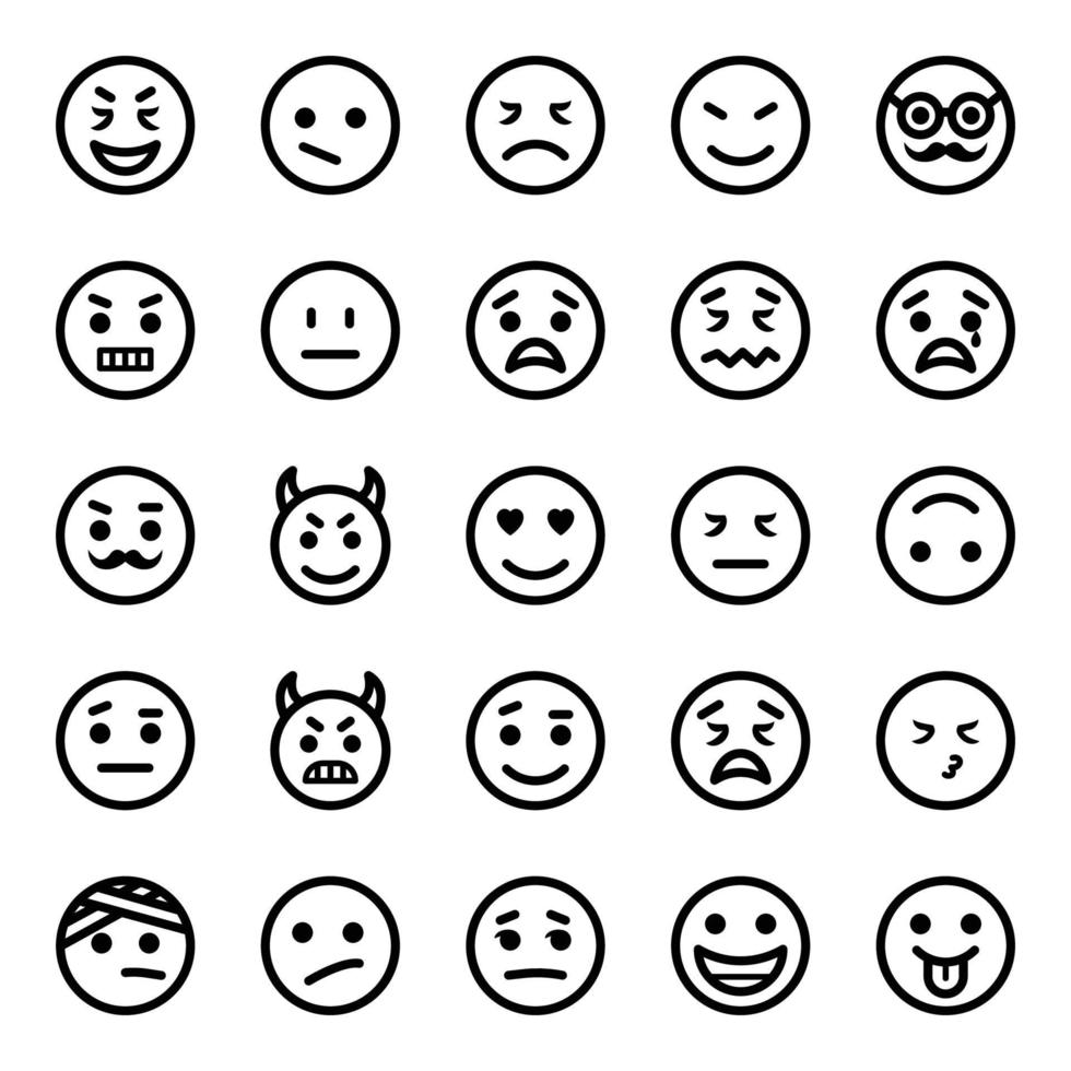 Outline icons for Smiley face. vector