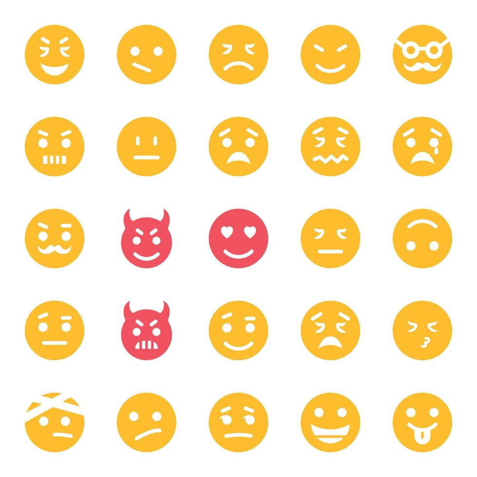 Flat icons for Smiley face. vector